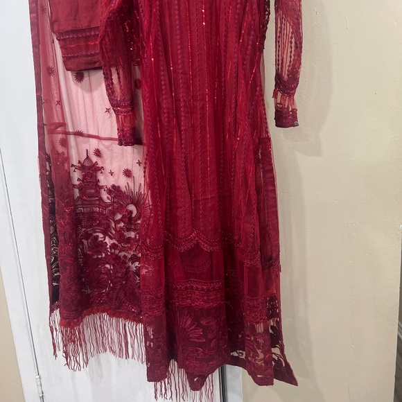 Organza and Raw Silk Embroidery Gulab Dress - Picture 4 of 11